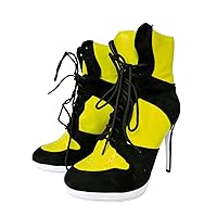 Frankie Hsu Stiletto Sport Basketball High Heeled Ankle Boots, Black Suede Classic White Sneaker Bootie, Big Size Fashion Designer Shoes For Women Men