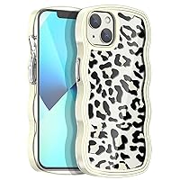 AICase Leopard/Cheetah Print Cute Girly Women Girl Wave Phone Case for iPhone (Yellow, iPhone 14)