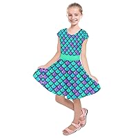 PattyCandy Toddler Girls Dress Short Sleeve Mermaid Fish Scale ST Patrick's Day Lucky Clover & Happy Easter Theme