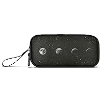 ALAZA Moon Phases in The Night Sky Pencil Case Nylon Pencil Bag Portable Stationery Bag Pen Pouch with Zipper for Women Men College Office Work