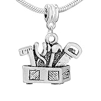Sexy Sparkles Workers Tool Box Dangle Bead for Snake Chain Charm Bracelet