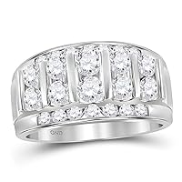 The Diamond Deal 14kt White Gold Mens Round Diamond Channel-Set Band Ring 3 Cttw