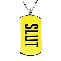 Slut Dog Tag Pendant Pride Necklace Funny Gag gifts military dogtag curse words message pendant charms accessories