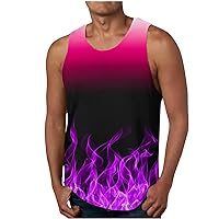 Mens Funny Tank Tops 3D Graphic Sleeveless Summer Sports Gym Workout T-Shirt Gradient Flame Print Novelty T Shirt