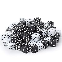 Standard Game Dice Acrylic Material 16mm (50Pack White + 50Pack Black)