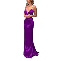 Women's Spaghetti Strap Mermaid Long Evening Gown Backless Party Dresses