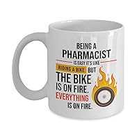 Pharmacist Coffee Mug 11 Oz - Being A Pharmacist Is Easy It's Like Riding A Bike - Gift For Student Graduation College Anniv Mother's Day Job