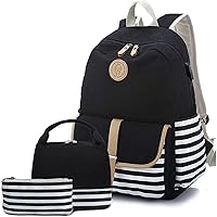 Lmeison Backpack for Teen Girls Laptop Backpack Bookbag Set with Lunch Box Purse