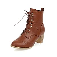 Ankle Boots For Women Lace Up Comfort Casual High Heel Booties PU Leather 5.5cm High Women Jazz Shoes