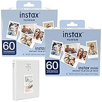 FUJIFILM Mini Instant Camera Film: 60 Shoots Total, Value Pack, (10 Sheets x 6) Includes Slinger Photo Album (120 Pack)