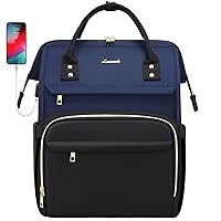 LOVEVOOK Laptop Backpack for Women Travel Business Work Computer Bag Purse with USB Port Fits 17-Inch Laptop Navy Blue-Black