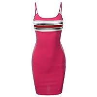 Women's Sexy Cute Chest Stripe Panel Detail Cami Ribbed Dress