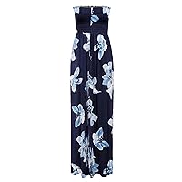 REAL LIFE FASHION LTD Ladies Summer Wear Bandeau Neck Printed Maxi Sleeveless Long Casual Dress Womens Street Fashion Plus Size Floral Print Outfit Boobtube Sheering Maxi Dress UK 8 to 22