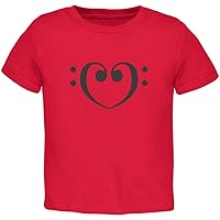 Bass Clef Heart Red Toddler T-Shirt - 3T