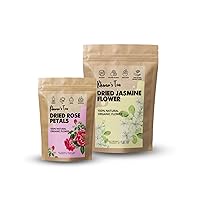 KHWAN'S TEA Premium Dried Rose Petals - Plant-based and Pure Dried Jasmine Flower Buds Petals Herbal Decaf Tea