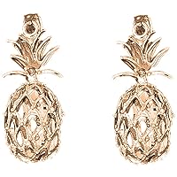Fruit Earrings | 14K Rose Gold 3D Pineapple Lever Back Earrings - Made in USA
