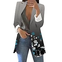 Women's Sequin Jackets Open Front Blazers Jacket Button Lapel Long Sleeve Glitter Sparkle Cardigan Coat with Pockets