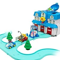 Robocar POLI Exclusive, Race Track Set with 4 Collectible Emergency Rescue Team Vehicles, Die-Cast Metal Toy Cars [Poli+Roy+Amber+Helly] Toys Car Party Birthday Gifts for Toddlers Age 1-5 Boys Girls