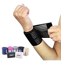 Wrist Compression Strap and Support, (1 Pair) Sports Wrist Support Brace with Elastic Bandage Wraps for Weightlifting Tennis Tendonitis Arthritis Therapy