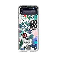 Compatible with Samsung Galaxy Z Flip 4 Case, Clear Art Flowers Series Print Pattern, TPU Bumper Shockproof Protective Slim Fit Cover Cute Kawaii Gift for Women Girls, Flower Collage
