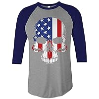 Threadrock American Flag Skull Unisex Raglan T-Shirt