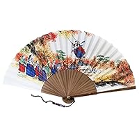 Korean Traditional Bamboo Hanji Hand Fan with Norigae Large Folding Gift Swing (B. 1-Paper)