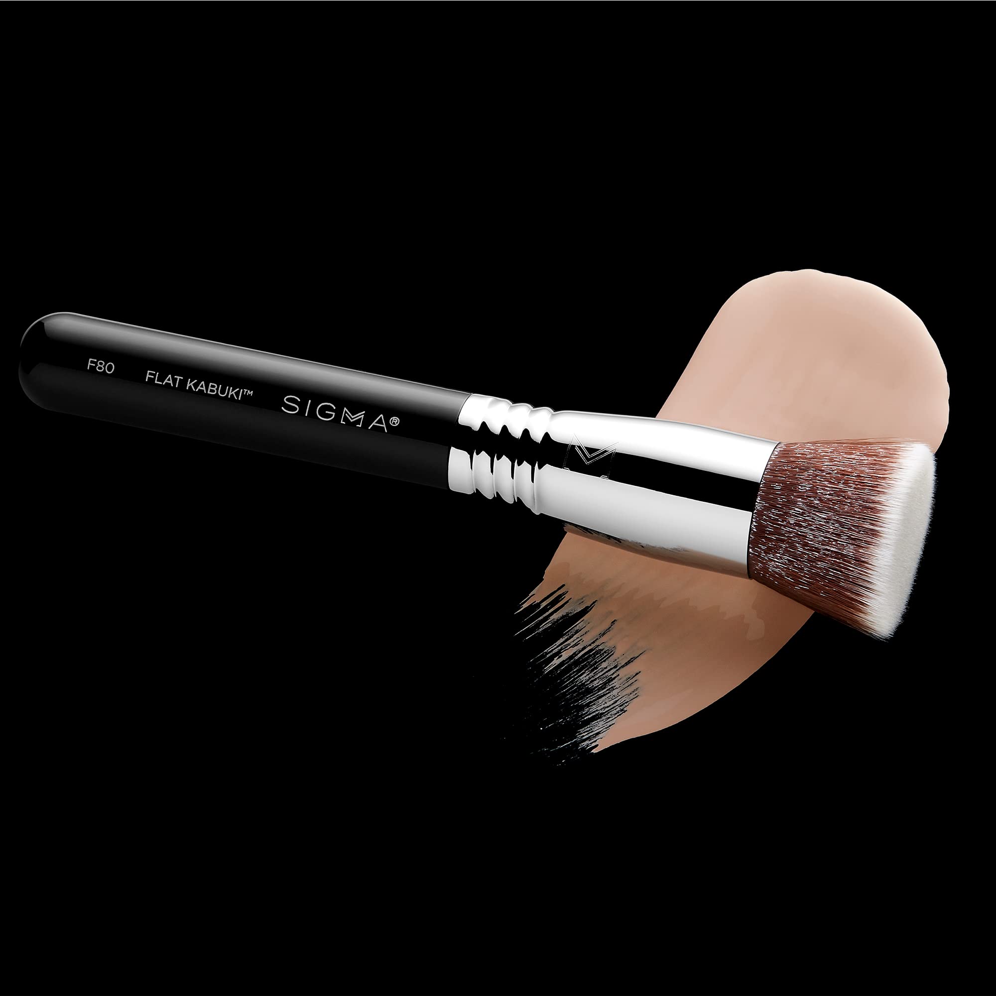 Sigma Beauty F80 Flat Kabuki Brush – Flat Top Kabuki Foundation Brush and Professional Grade Makeup Brush w/Ultra-Soft Fibers for Blending Liquid & Cream Makeup Products (Black, 1pc)