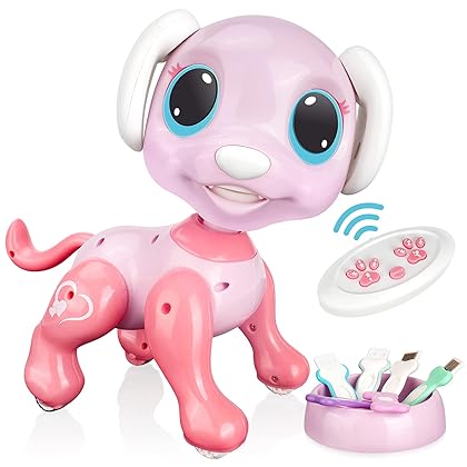 RACPNEL RC Robot Dog Toy: Interactive, Walking, Dancing, Programmable Puppy - Gesture Sensing, Lights, Sounds - Ages 3+, Pink