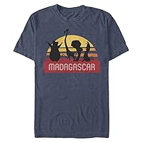 Fifth Sun Big & Tall Madagascar Mad 1 Retro Sunset Men's Tops Short Sleeve Tee Shirt, Navy Blue Heather, 4X-Large