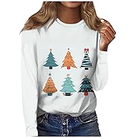 Shirts for Women Trendy Ugly Christmas Shirts 2023 Cute Santa Claus Printed Casual Crewneck Long Sleeve Pullover