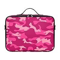 Pink Camo Cosmetic Bag for Women Travel Toiletry Bag with Handles Shoulder Strap Makeup Bag Large Travel Cosmetic Case for Makeup Beginners Women Travel