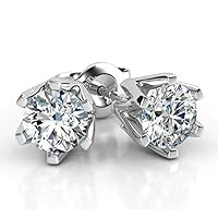 Next to White Round Cut Moissanite Stud Earrings