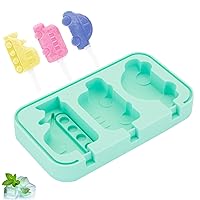Silicone Popsicles Mold Frozen Ice Popsicle Maker Reusable Ice Popsicle 3-cavity Homemade Kitchen Gadgets Stackable Ice Trays Dinosaur Rocket Car Shape Popsicle Maker D1-KTXGMJ (Car)