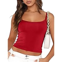 Trendy Queen Womens Camisole Tank Tops Adjustable Spaghetti Strap Undershirt Basics Cute Crop Tops for Women Summer Clothes