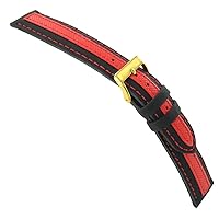 18mm Morellato Rubber Red Black Stitched Water Resistant Watch Band 1448