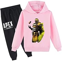 Kids Caustic Long Sleeve Pullover Hoodie with Sweatpants,Apex Legends Casual Sweatshirts Suit for Boys Girls