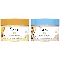Dove Body Scrub with Almond & Mango Butter and Macadamia & Rice Milk Exfoliates Skin 10.5 oz Each
