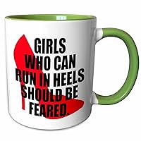 3dRose Girls who can run in heels should be feared. Red. - Mugs (mug_202834_7)