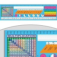 Really Good Stuff 24PK Zaner-Bloser Cursive Self-Adhesive Deluxe Plastic Desktop Reference Nameplate With Number Line, Fractions, Decimals, Percentages, Place Values, and Multiplication