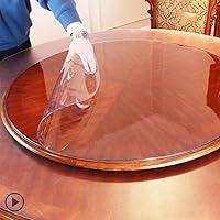 Clear Plastic 100% Waterproof Round Tablecloth Vinyl Table Cloth Protector Oil Spill Proof Wipe Clean Table Cover for Dining Table, Parties Camping, Crystal Clear (5 inch Diameter,1.5mm Thick)