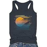 Beach Tank Tops for Women Hawaiian Vacation Sleeveless Tees Palm Tree Graphic Muscle T Shirt Country Music Tank Cami