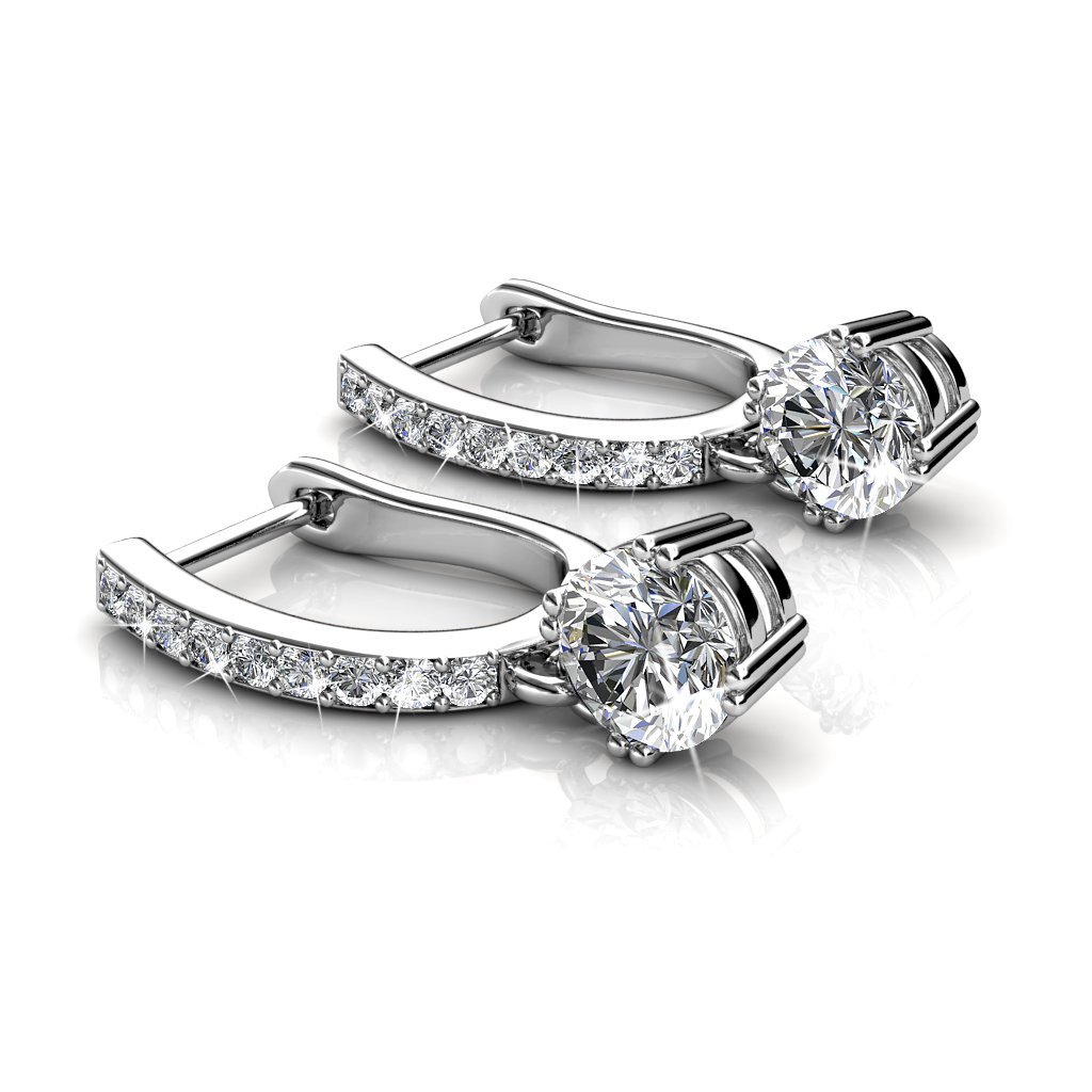 Cate & Chloe Mckenzie 18k White Gold Plated Dangle Earrings | Women's Drop & Dangle Earrings With Crystals, Horseshoe Dangling Earrings, Silver Earrings For Women, Hypoallergenic Earrings Earring Set…