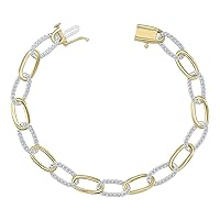 SZUL 1 1/2 Carat TW Diamond Bracelet in 14K Two Tone Gold