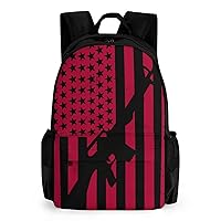 Vintage American Gun Flag 17 Inch Laptop Backpack Large Capacity Daypack Travel Shoulder Bag for Men&Women