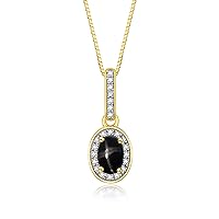 Rylos Yellow Gold Plated1 Silver Halo Designer Necklace: Gemstone & Diamond Pendant, 18