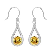 Multi Choice Dual Round Shape Gemstone 925 Sterling Silver Solitaire Birthday Gift Earring