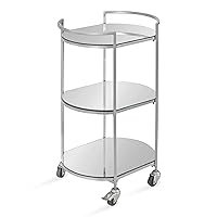Kate and Laurel Vasseur Modern Bar Cart, 19 x 15 x 30, Silver, Glam 3-Tier Mirrored Glass Rolling Cart with Storage Shelves for Serving, Storage, and Display