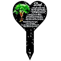 Heart Memoria Headstones Grave Remembrance Feather Plaque Stake Marker for Dad Father’s Day Sympathy Cemetery Decorations Waterproof Garden Outdoor Yard Temporary Funeral Tombstone