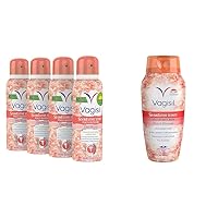 Scentsitive Scents Feminine Dry Wash Deodorant Spray Pack of 4 and Vagisil Feminine Wash Peach Blossom Pack of 1