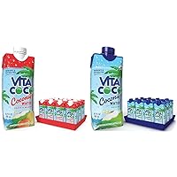 Vita Coco Coconut Water, Peach & Mango, 16.9 Oz (Pack Of 12) & Coconut Water, Pure Organic | Refreshing Coconut Taste | Natural Electrolytes | Vital Nutrients | 16.9 Oz (Pack Of 12)